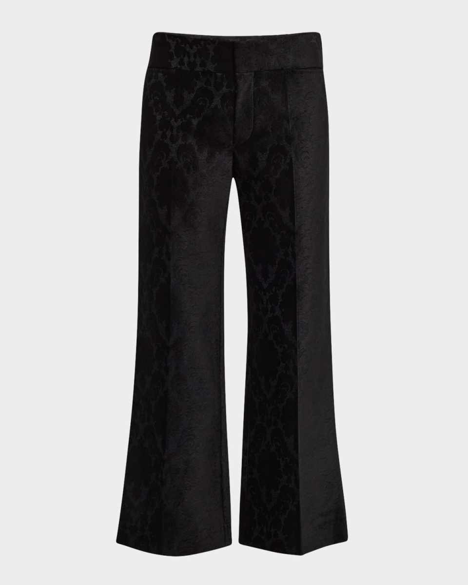 Mid-Rise Brocade Kickflare Trousers